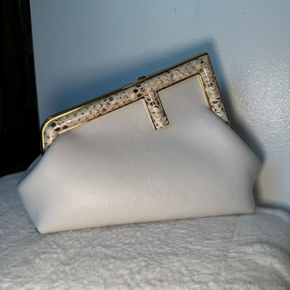 Fendi First Cement & Python-Effect Clutch Bag, Ghw - image 1